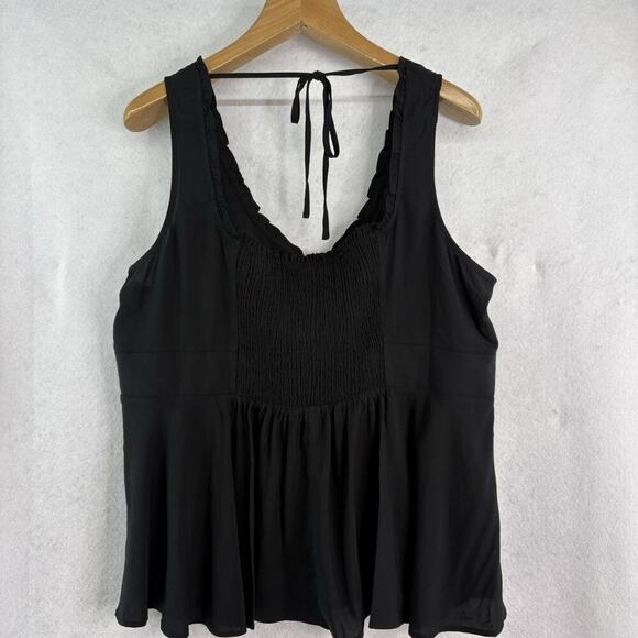 Torrid Womens Sz 2‎ (18/20) Black Challis Corset Sleeveless Top Smocked Witchy - Picture 4 of 7